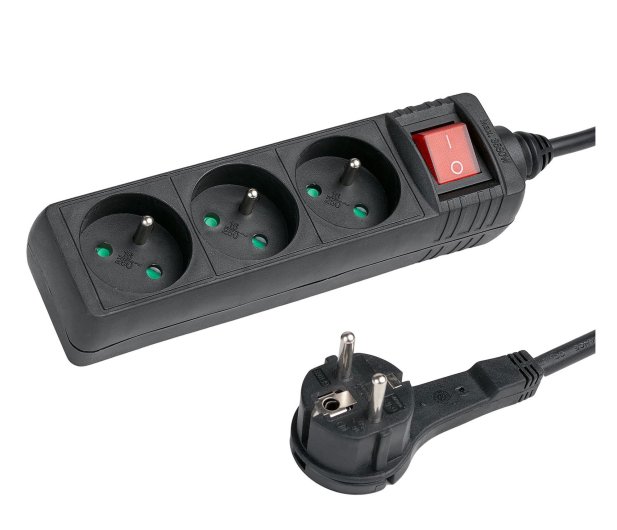 HAMA Listwa zasilająca Standard 3GN, 1,5M czarna - 1416383 - zdjęcie